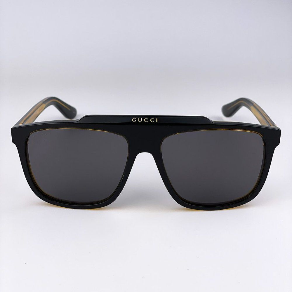 NEW GUCCI GG1039S 001 Black/Yellow Gray Aviator Plastic Men Sunglasses - Picture 2 of 13